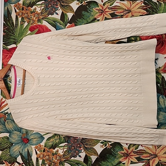 Lilly Pulitzer Sweaters - LILLY PULITZER PULLOVER CABLE KNIT CREAM SWEATER LONG SLEEVE